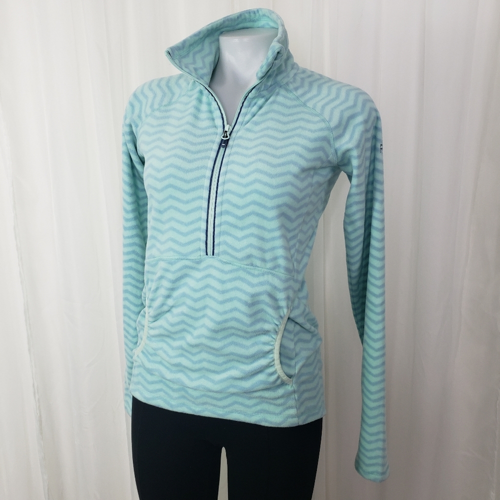 Roxy fleece chevron zigzag fleece pullover half zip blue size small